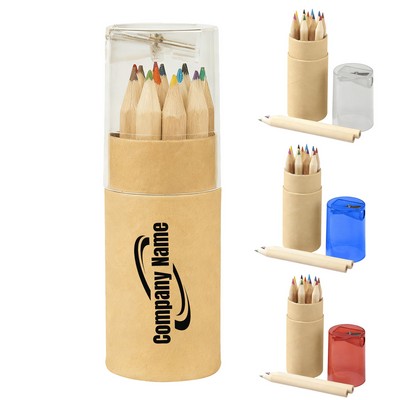 Eco-Friendly Wood Colored Pencils Set with Sharpener