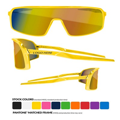 Sport Viper Mirror Sunglasses W/ 1 Color Lens Imprint