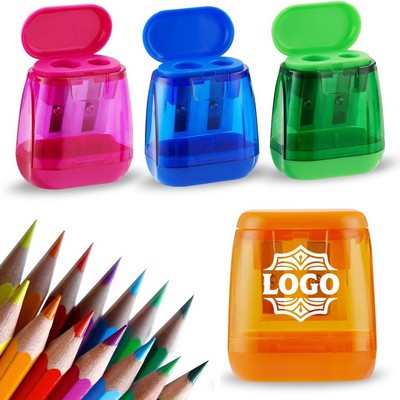 Portable Double Hole Manual Plastic Pencil Sharpener