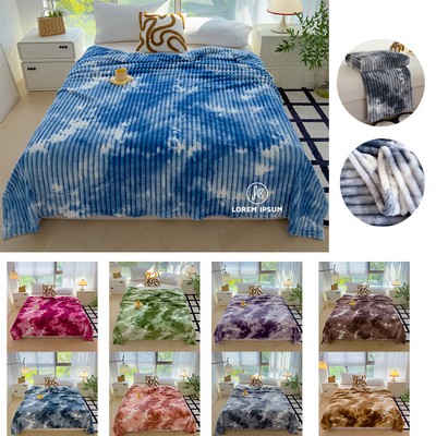 Faux Fur Tie-Dye Grey Bubble Rabbit Fluff Throw Blanket