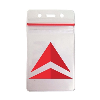 Holder - Vinyl - Vertical - Zip Closure - Red Zip: OUTER- 3" X 5" INSERT- 2.75" X3.5"