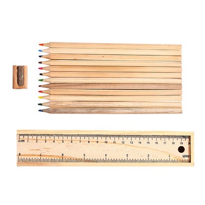 Artistic 12-Color Pencil Kit with Ruler and Sharpener