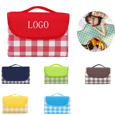 Custom Logo Checkered Roll Up Picnic Blanket