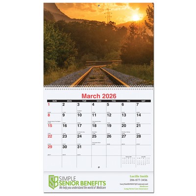 Serene Sunsets Monthly Wall Calendar w/Coil Binding (10 5/8"x 18 ¼")