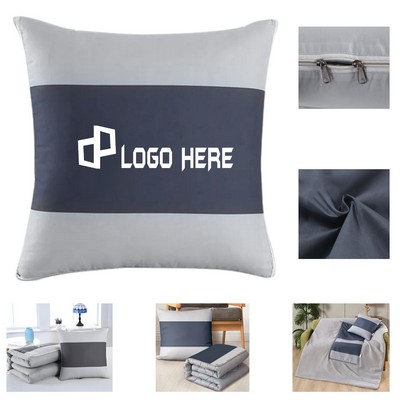 2-In-1 Soft Travel Blanket Throw Pillow