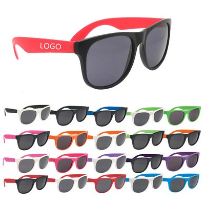 Custom Solid Plastic Frame Retro Frosted Sunglasses W/UV Protection