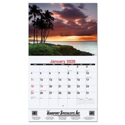 American Coasts Monthly Wall Calendar w/Staple Binding (10 5/8"x 18 ¼")