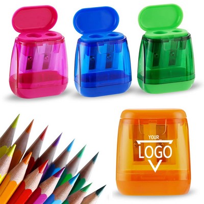 Plastic cover double-hole pencil sharpener