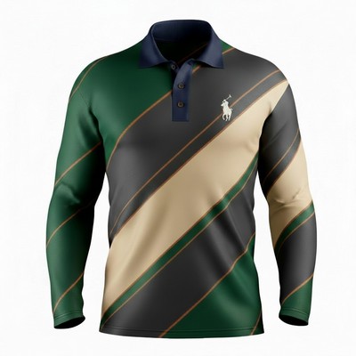 Unisex Sublimated Long Sleeve Polo Shirt Interlock 150 GSM