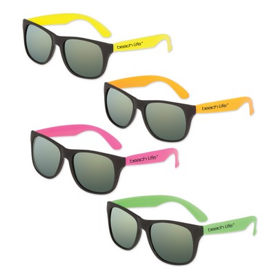 Classic Neon Sunglasses w/Mirrored Lenses