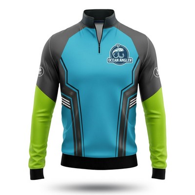 Unisex Sublimated Long Sleeve Fishing Quarter Zip T-Shirt 165GSM