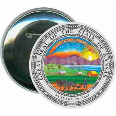 States - The Great Seal of Kansas - 3" Round Button