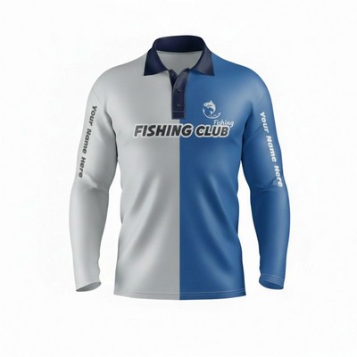 Long Sleeve Fishing Polo Shirt Ice Silk Sublimated 180GSM