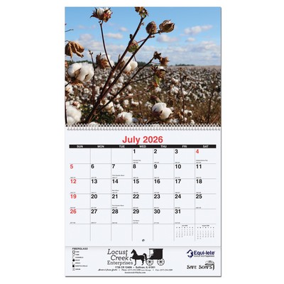 Agriculture Monthly Wall Calendar w/Staple Binding (10 5/8"x 18 ¼")