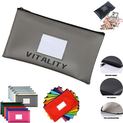 Waterproof Leather Bank Deposit Money Bags