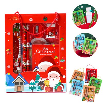 6-Piece Creative Cartoon Christmas Gift Box Stationery Set for School