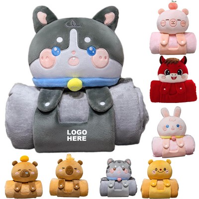 Custom Cute Animal Plush Toys with Blanket