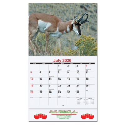 American Wildlife Monthly Wall Calendar w/Staple Binding (10 5/8"x 18 ¼")