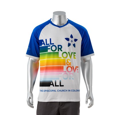 75D Milk Silk Fluorescent Digital Print Men's Raglan V-Neck T-Shirt