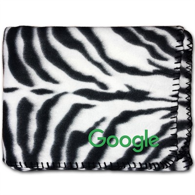 50"X60" Whipstitch Fleece Blanket - Zebra Print