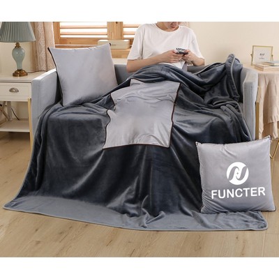 Plush Fleece 2-in-1 Pillow Blanket (13.7x13.7 Inches) – Dual-Tone Cozy Throw