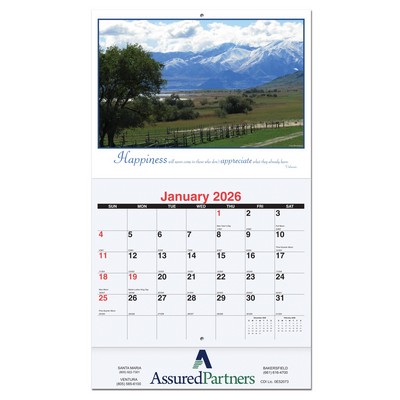 Motivations Monthly Wall Calendar w/Staple Binding (10 5/8"x 18 ¼")