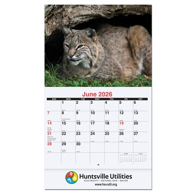 Wildlife Monthly Wall Calendar w/Staple Binding (10 5/8"x 18 ¼")