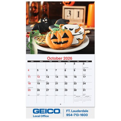 Custom 13 Photo Wall Calendar w/Stapled Bound (10 5/8"x 18 ¼")