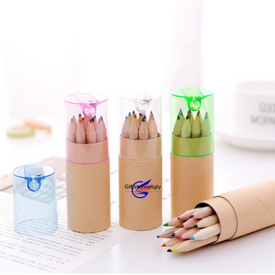 Wooden 12-Color Pencils with Sharpener