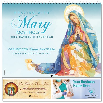 Praying with Mary 2027 Catholic Wall Calendar - Spiral Bound (English/Spanish)