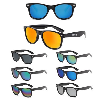 Classic Black Frame Mirror Lens Sunglasses