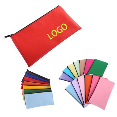 Zipper Pu Leather Bank Deposit Bag