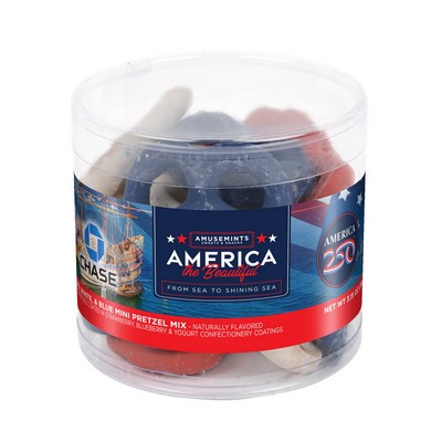 America 250- Round Acetate-Red,White & Blue Mini Pretzels