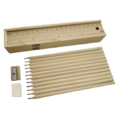 12-Color Pencil Box Set w/ Sharpener & Eraser