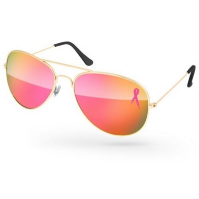 Breast Cancer Awareness Aviator Mirror Sunglasses