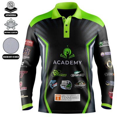 Unisex & Kids' Sublimation Long Sleeve Fishing Polo - 165G