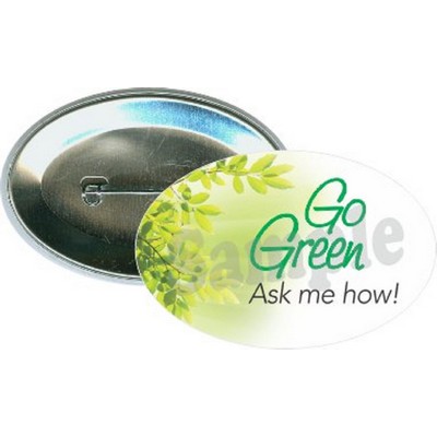 Business - Go Green, Ask Me How - 2 3/4'' x 1 3/4'' Oval Button