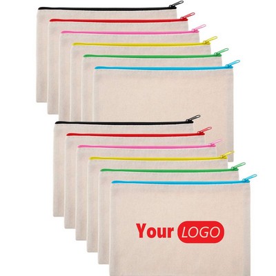 Zipper Cotton Canvas Cosmetic Bag Coin Purse