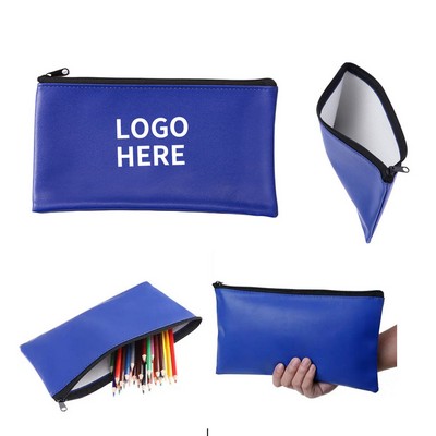 Leather Zippered Bank Deposit Satchel